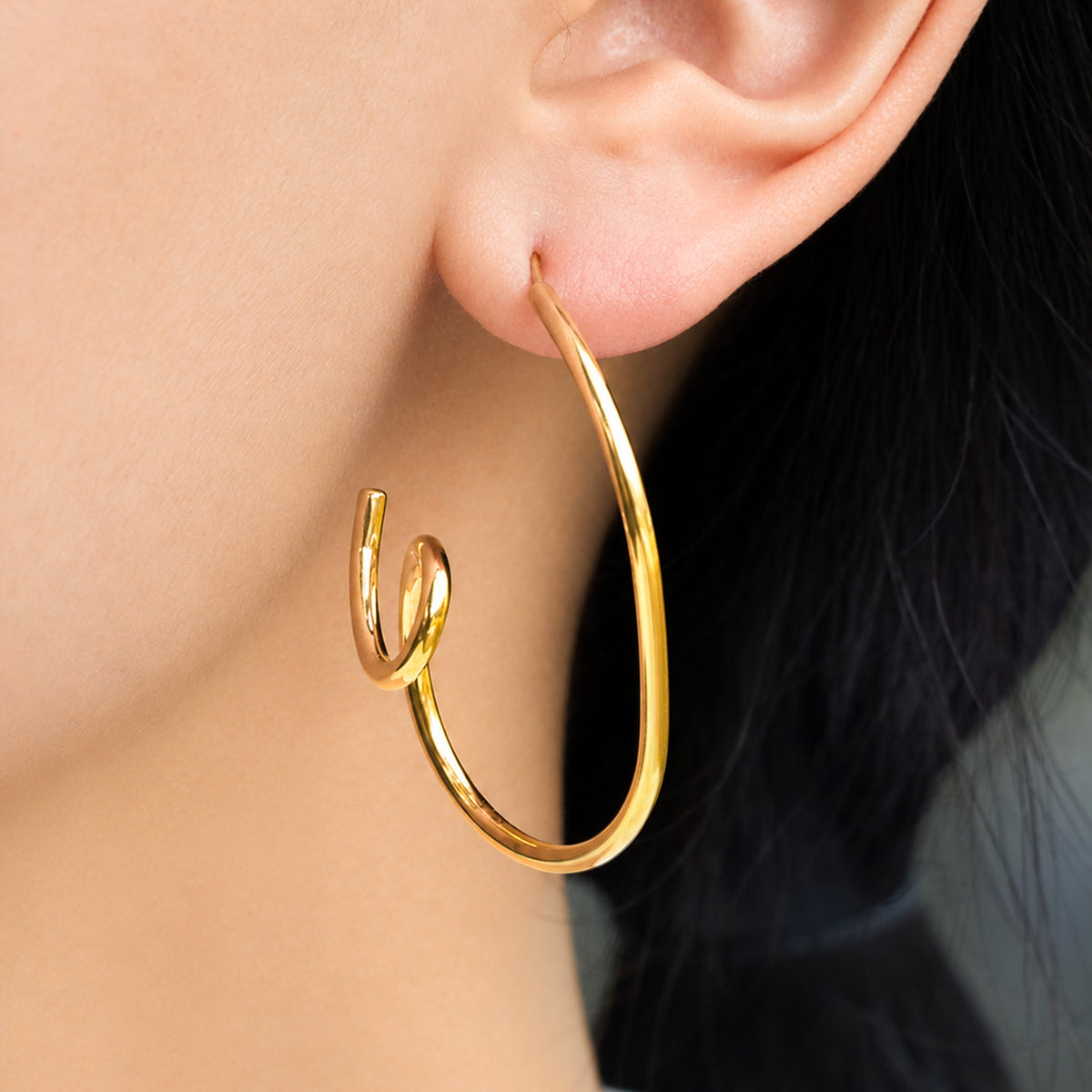 316L Stainless Steel 18K PVD Gold Spiral Hoop Earring made with 316L stainless steel and 18K PVD gold finish for wholesale jewelry buyers - image 3