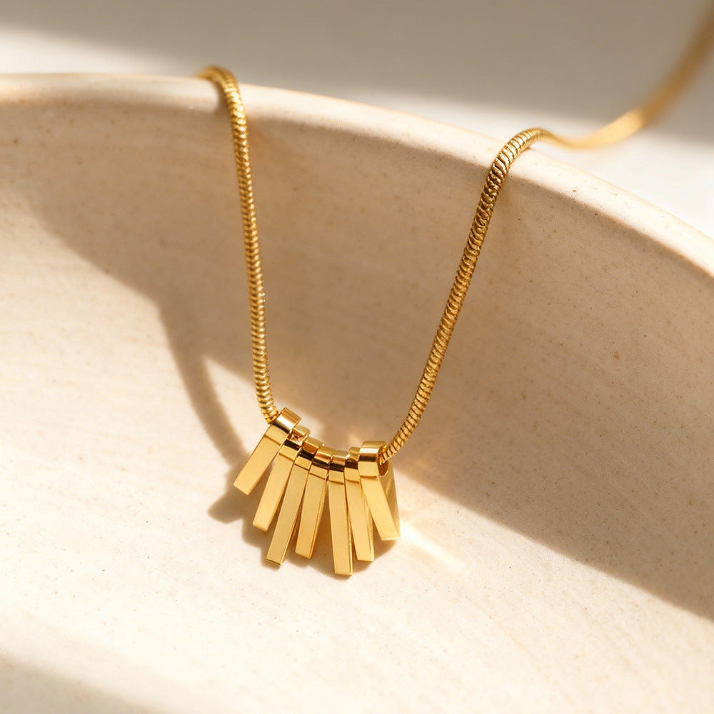 Geometric gold bar tassel pendant made of 316L stainless steel