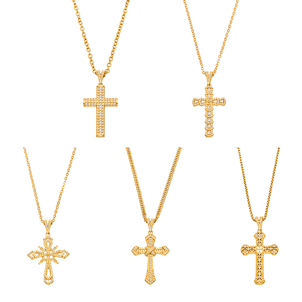 Stainless steel zircon cross pendant necklace collection