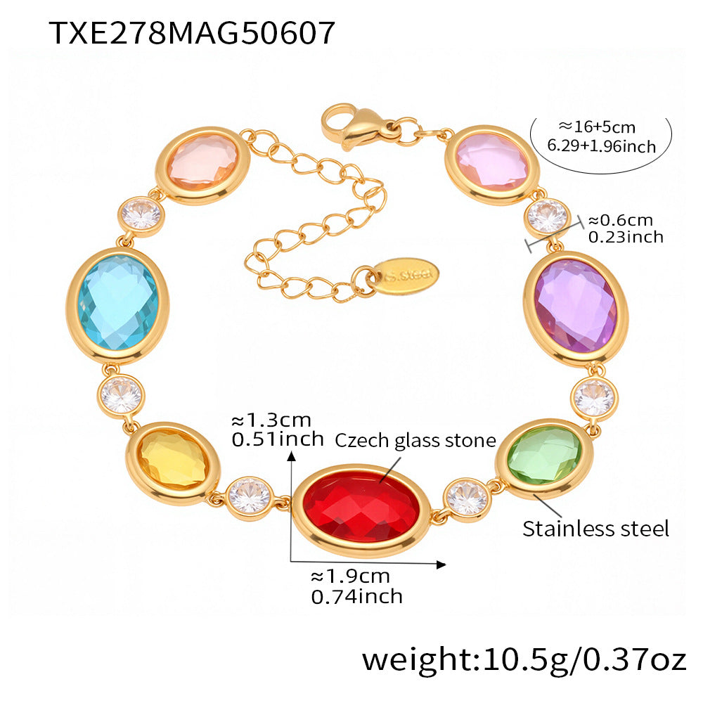 316L Stainless Steel 18K Gold PVD Plated Inlaid Necklace - premium jewelry aesthetic
