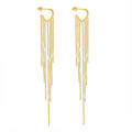 316L Stainless Steel 18K Gold PVD Plated Long Tassel Earrings