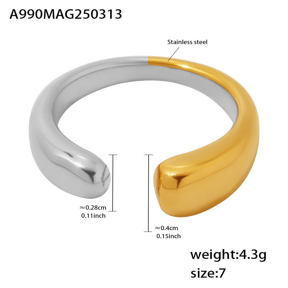 316L Stainless Steel 18K Gold PVD Minimalist Open Ring - elegant lifestyle look
