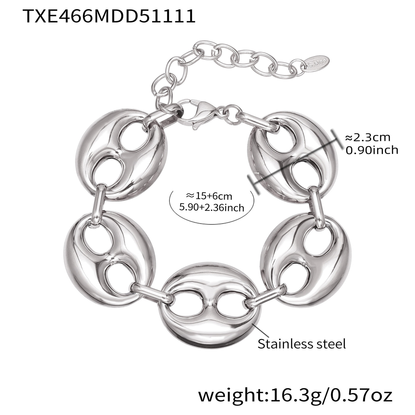 316L Stainless Steel 18K Gold PVD Two-Tone Coffee Bean Necklace - sophisticated side angle