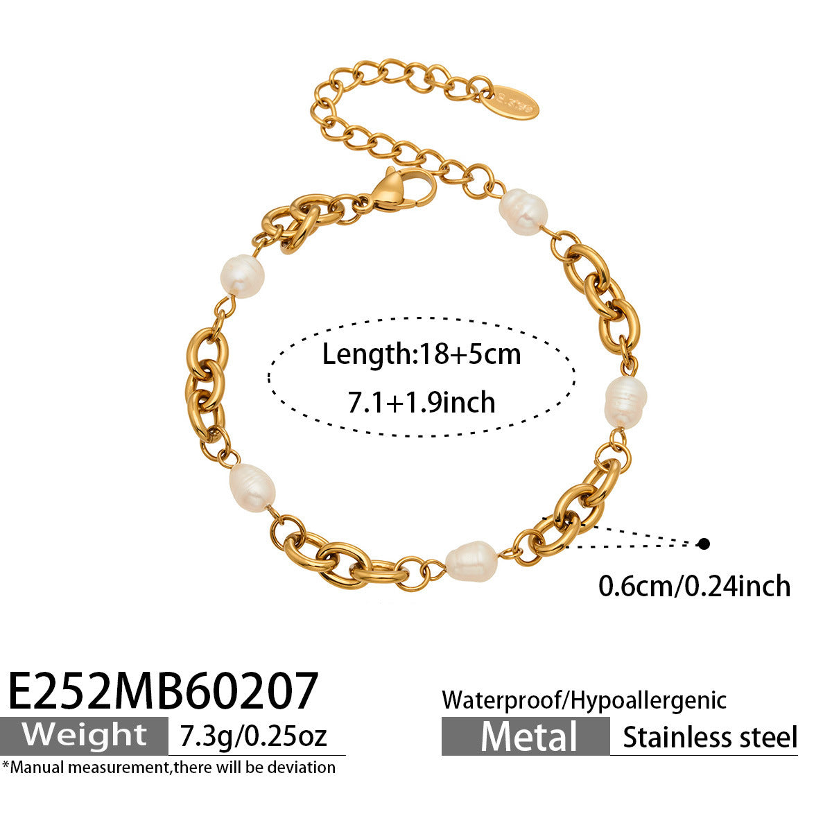 Bulk 316L stainless steel 18K gold PVD zircon bear bracelets, wholesale low MOQ waterproof jewelry