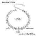 Steel 5A Zircon Four Leaf Clover Bangle 16+5 / 5cm
