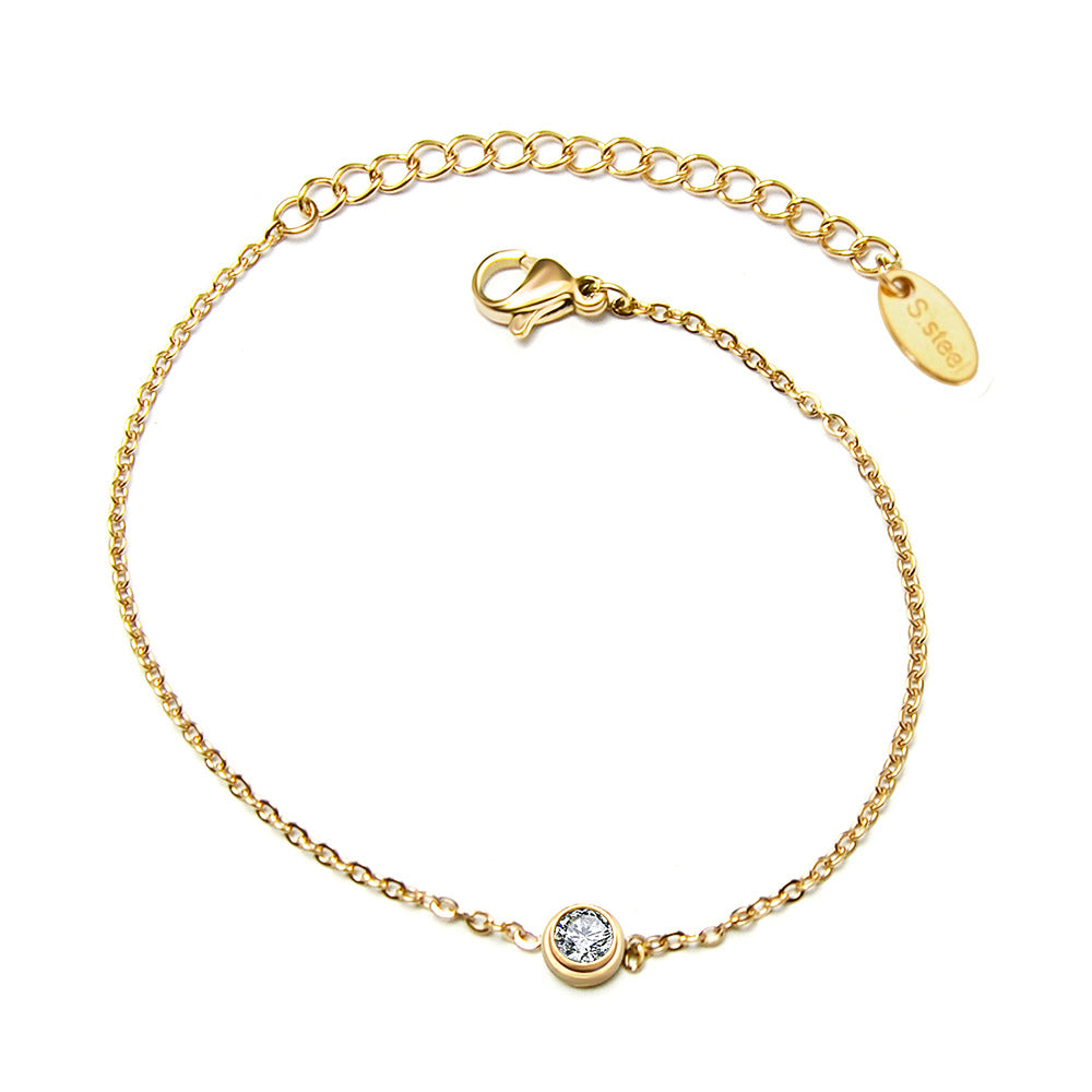316L Stainless Steel 18K PVD Gold Single Stone Chain Bracelet made with 316L stainless steel and 18K PVD gold finish for wholesale jewelry buyers - image 4