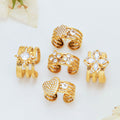 316L Stainless Steel 18K PVD Gold Sunflower Zircon Open Ring