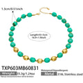TXP603 – Necklace / Green Resin Gold / 43+5 cm