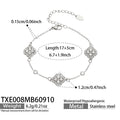 Bracelet / TXE008 Four-Petal Flower Zircon / Steel / 17+5 cm