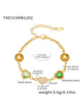 Green Glass Stone Gold Bracelet 16+5cm