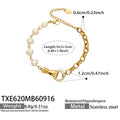 Bracelet / TXE620 White Zircon Freshwater Pearl - Gold / 16.5+5 cm