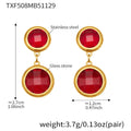 TXF508 – Red Stone Gold Earrings