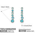 Earrings / Blue Zircon / Steel / 3 cm