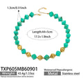 Necklace / Green Resin Gold / 44+5 cm