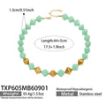 Necklace / Light Green Resin Gold / 44+5 cm