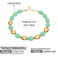 Necklace / Light Green Resin Gold / 43+5 cm