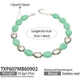 Necklace / Light Green Resin Steel / 43+5 cm