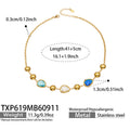 Necklace / Blue Glass Stone / Gold / 41+5 cm