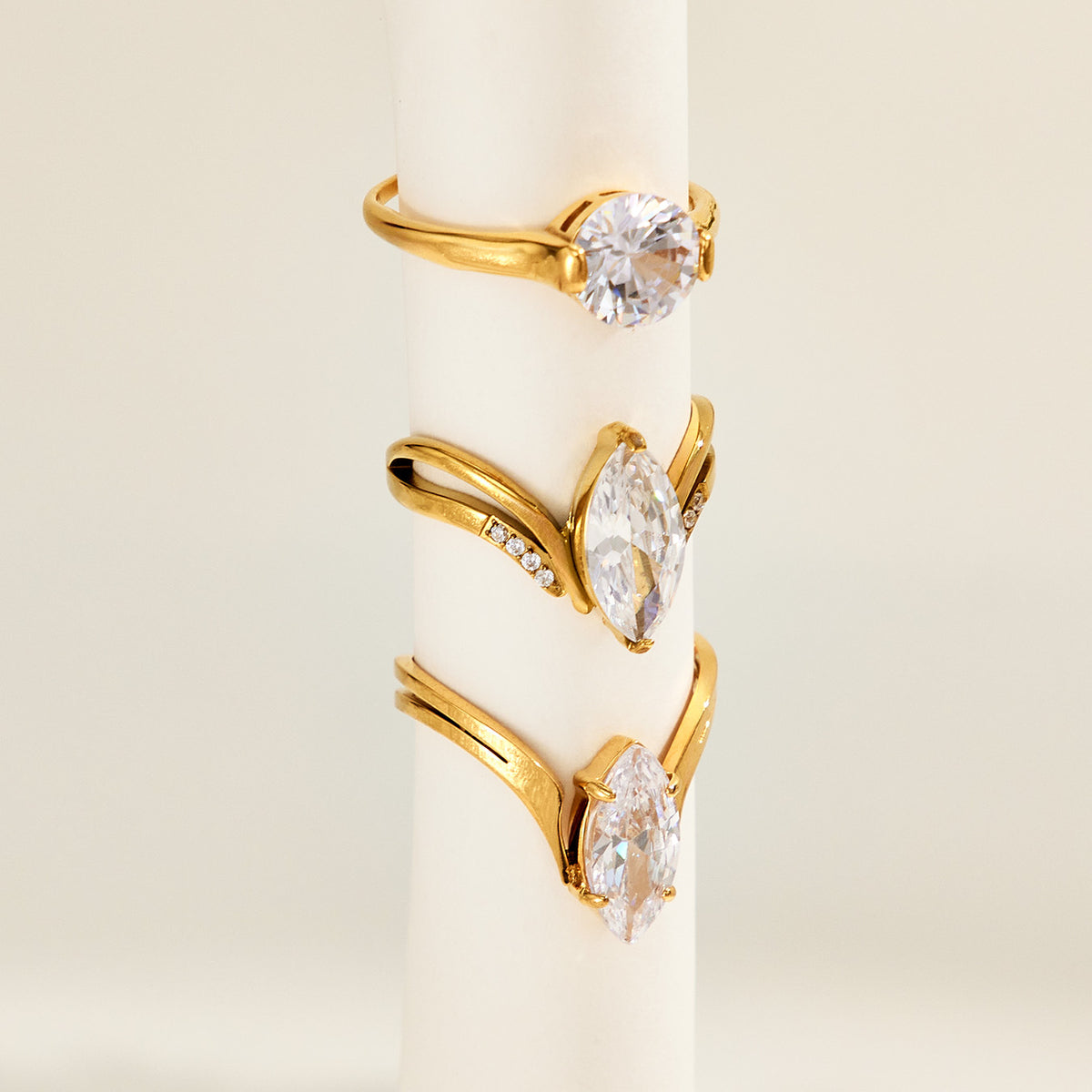 316L Stainless Steel 18K PVD Gold V-Shaped Zircon Open Ring made with 316L stainless steel and 18K PVD gold finish for wholesale jewelry buyers - image 13