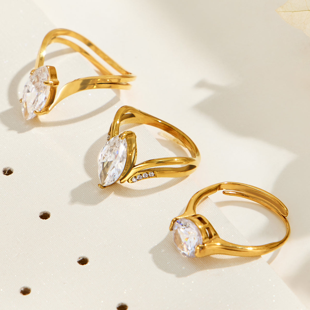 316L Stainless Steel 18K PVD Gold V-Shaped Zircon Open Ring made with 316L stainless steel and 18K PVD gold finish for wholesale jewelry buyers - image 17