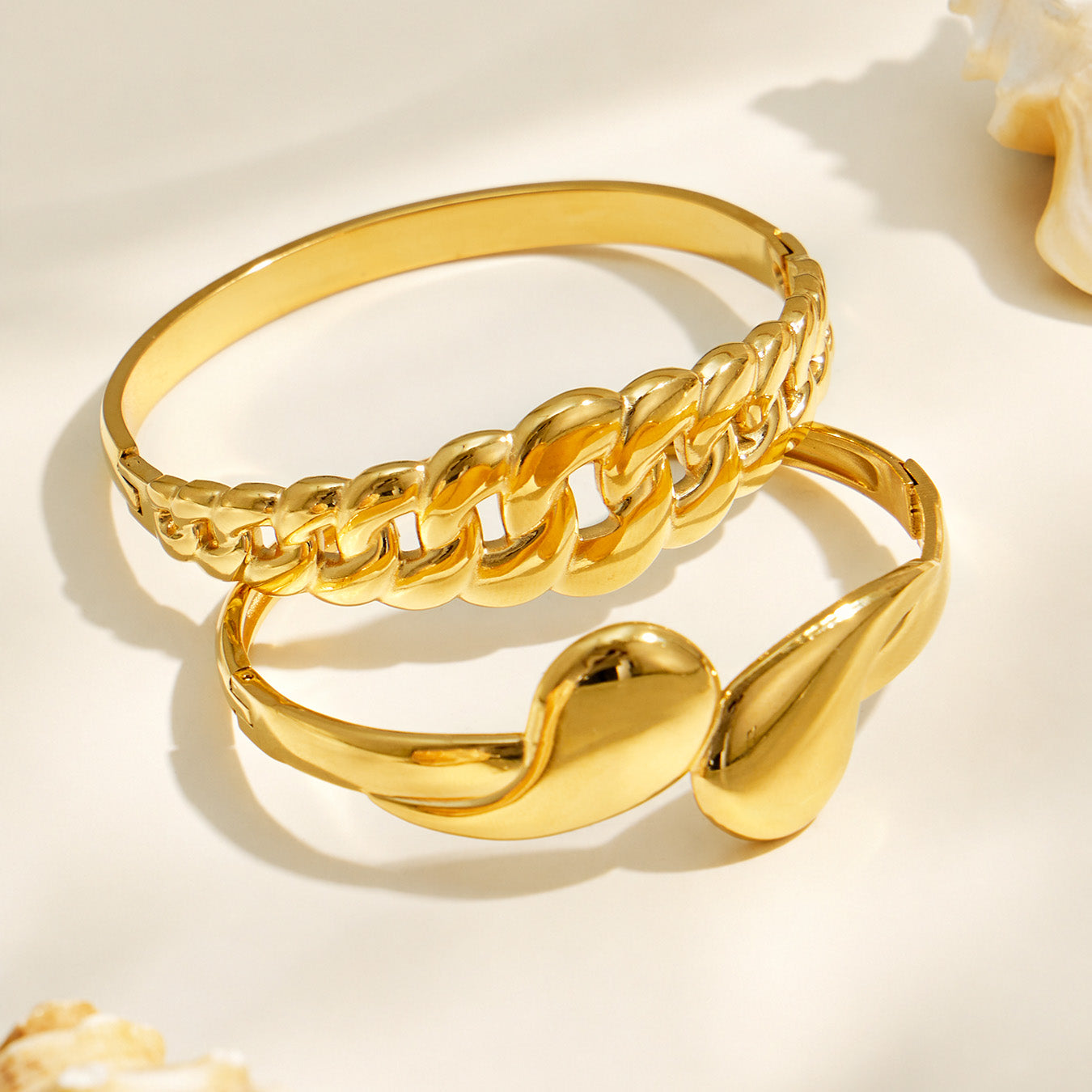 316L Stainless Steel 18K PVD Gold Waterdrop Bangle Bracelet made with 316L stainless steel and 18K PVD gold finish for wholesale jewelry buyers - image 7