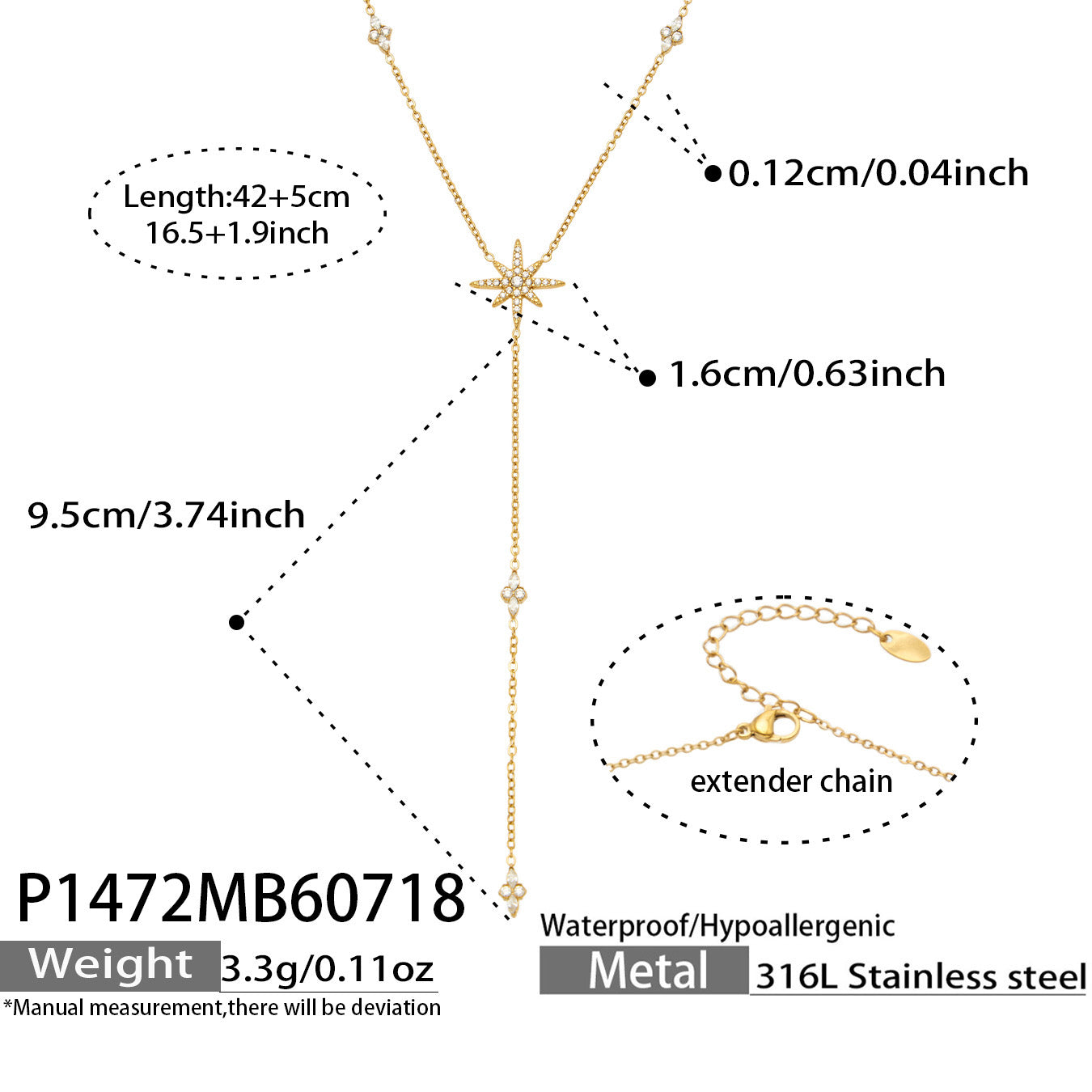 316L Stainless Steel 18K PVD Gold Y-Shaped Pendant Necklace made with 316L stainless steel and 18K PVD gold finish for wholesale jewelry buyers - image 14