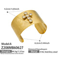 Square Zircon Gold Open Bangle / Bangle