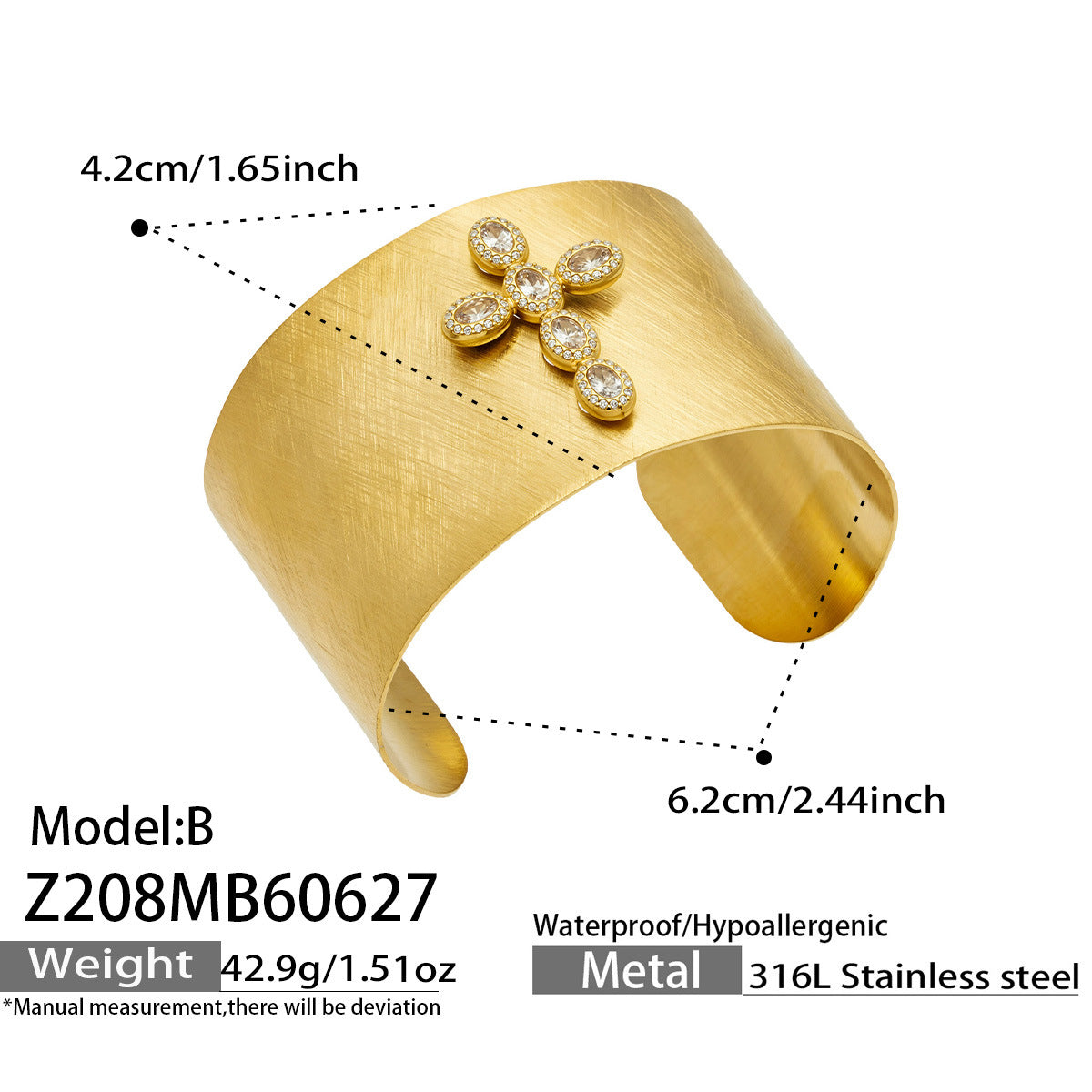 Unique angel zircon open bangle