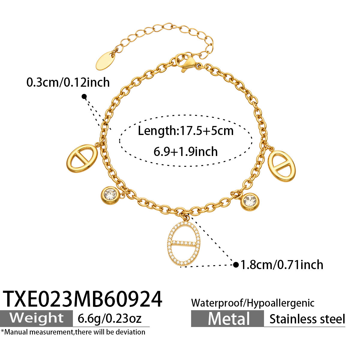 316L Stainless Steel 18K PVD Gold Zircon Bracelet made with 316L stainless steel and 18K PVD gold finish for wholesale jewelry buyers - image 16