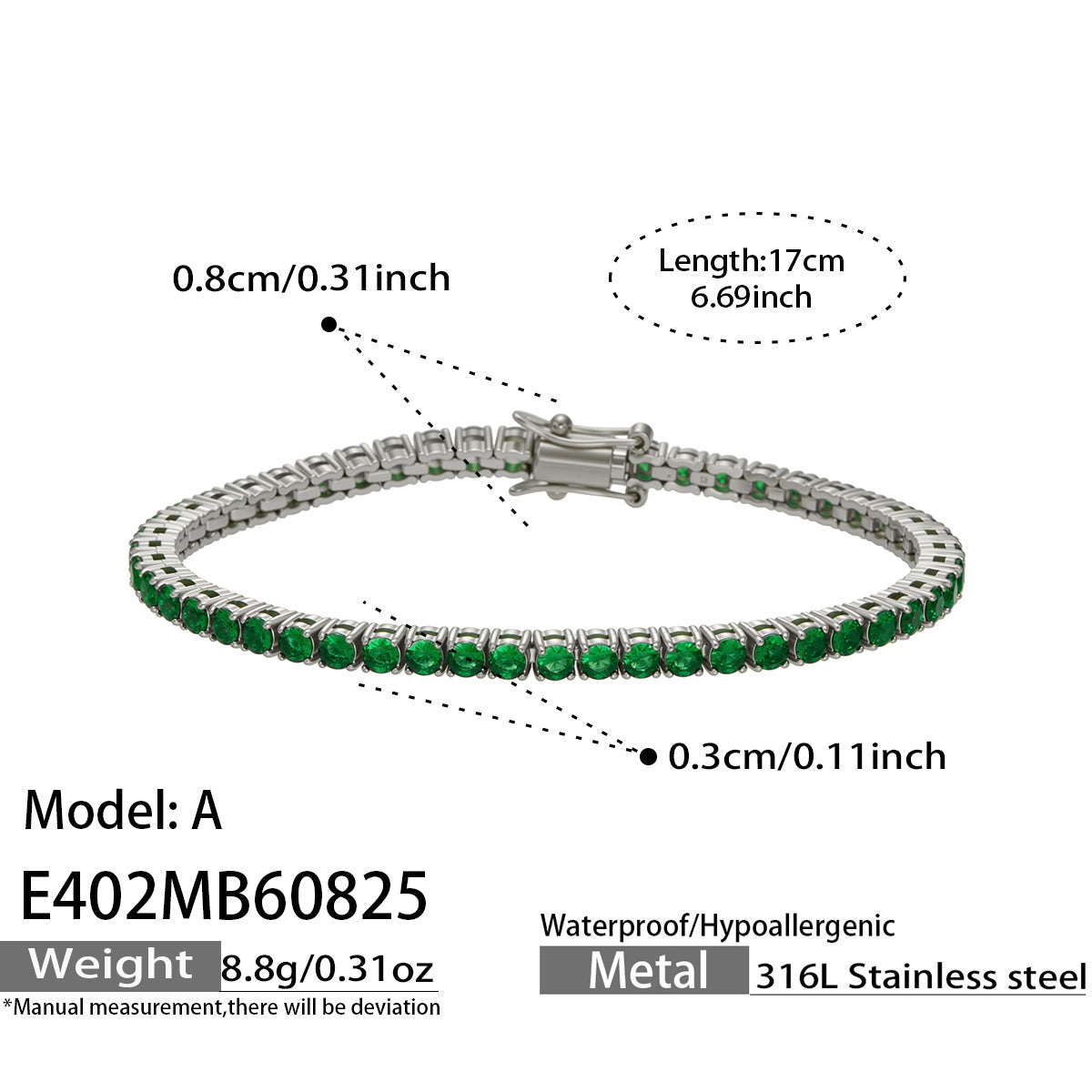 316L Stainless Steel 18K PVD Gold Zircon Bracelet made with 316L stainless steel and 18K PVD gold finish for wholesale jewelry buyers - image 8