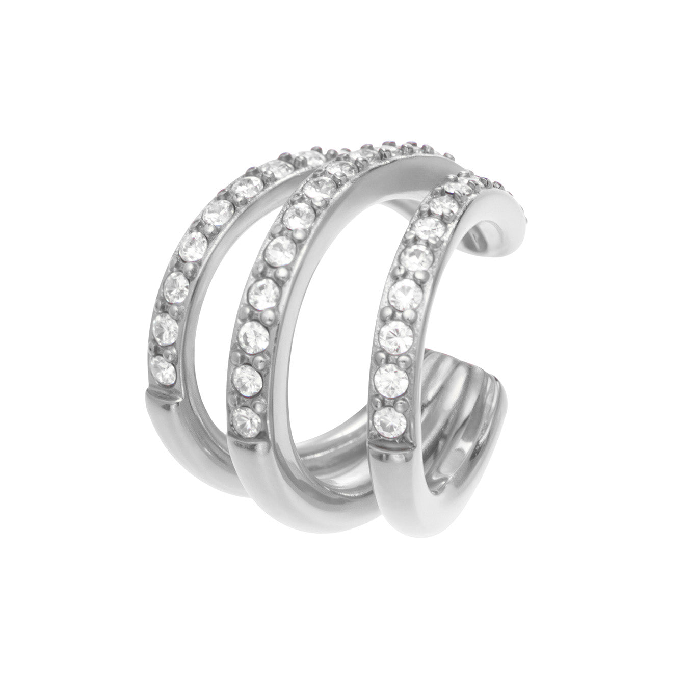Elegant 316L stainless steel zircon ear clip in steel color