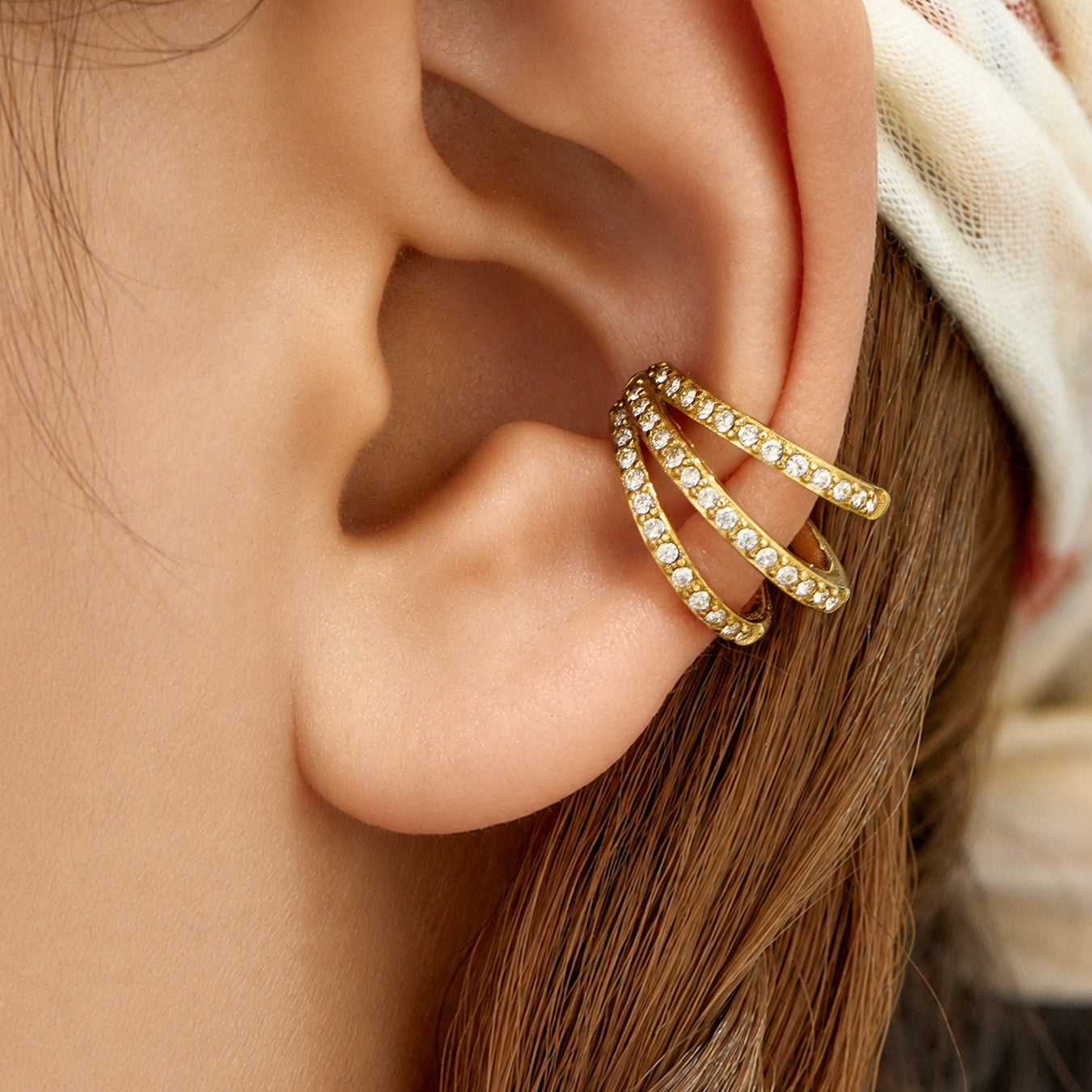 316L Stainless Steel 18K PVD Gold Zircon C-Shaped Ear Clips made with 316L stainless steel and 18K PVD gold finish for wholesale jewelry buyers - image 11
