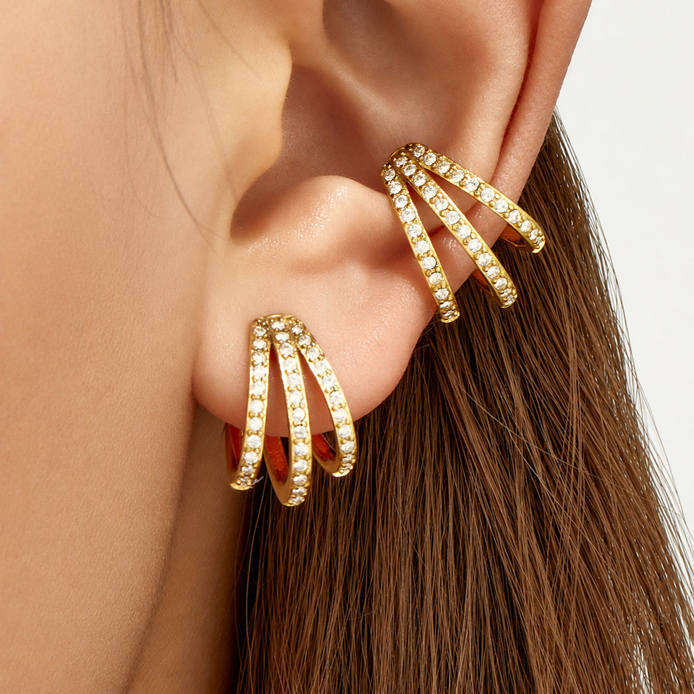 316L Stainless Steel 18K PVD Gold Zircon C-Shaped Ear Clips made with 316L stainless steel and 18K PVD gold finish for wholesale jewelry buyers - image 16