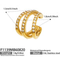 3‑Layer Zircon Gold Clip‑on Earring / Jewelry