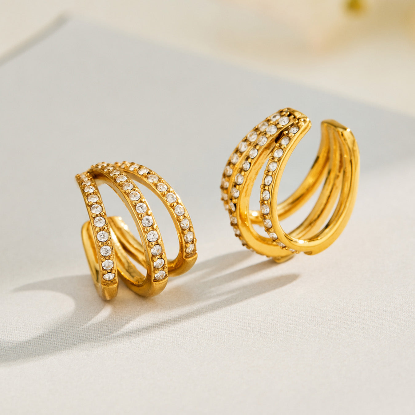 316L Stainless Steel 18K PVD Gold Zircon C-Shaped Ear Clips made with 316L stainless steel and 18K PVD gold finish for wholesale jewelry buyers - image 7