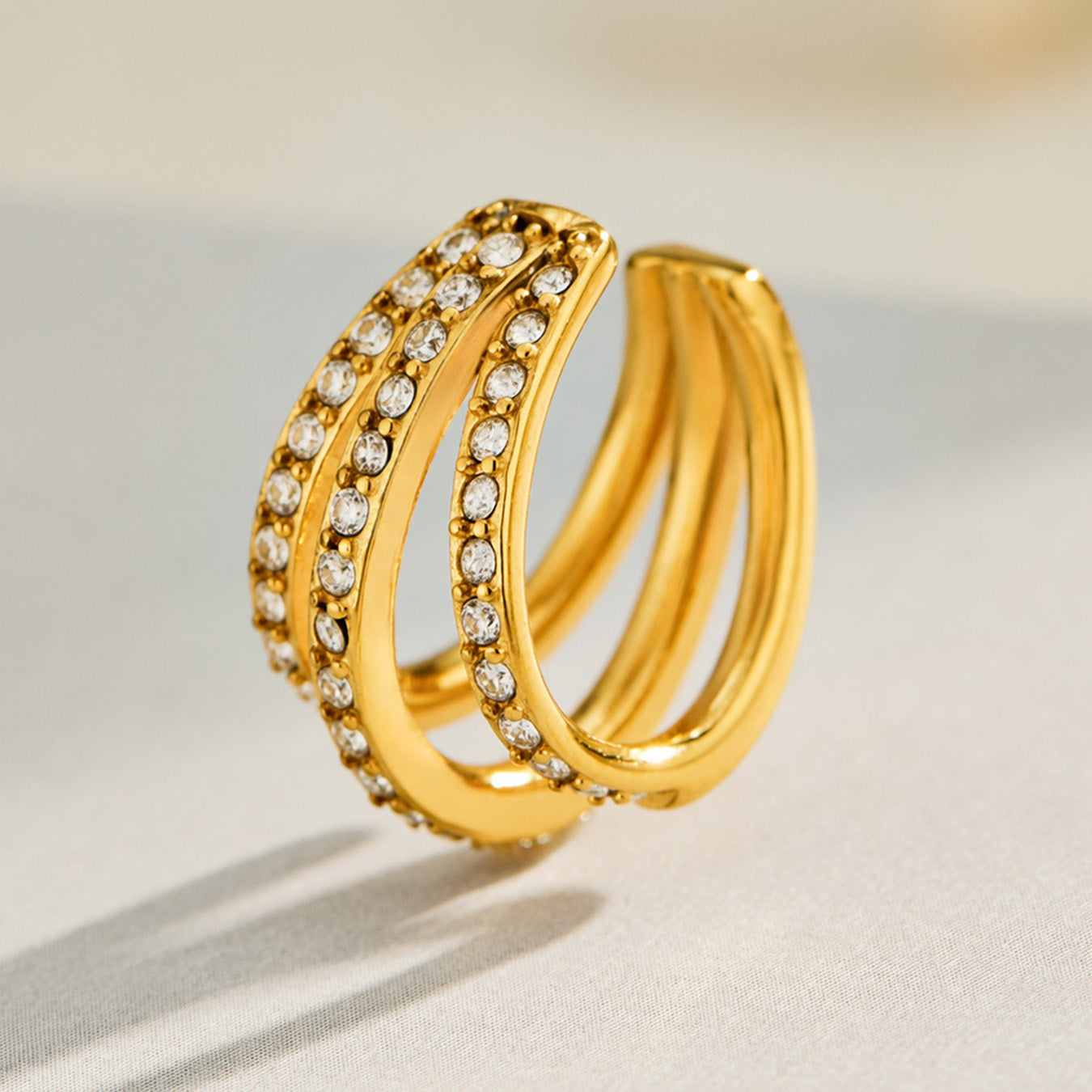 316L Stainless Steel 18K PVD Gold Zircon C-Shaped Ear Clips made with 316L stainless steel and 18K PVD gold finish for wholesale jewelry buyers - image 8