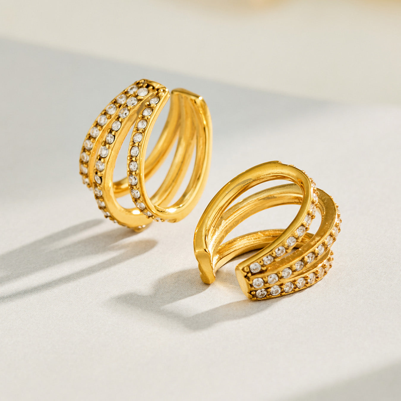 316L Stainless Steel 18K PVD Gold Zircon C-Shaped Ear Clips made with 316L stainless steel and 18K PVD gold finish for wholesale jewelry buyers - image 9