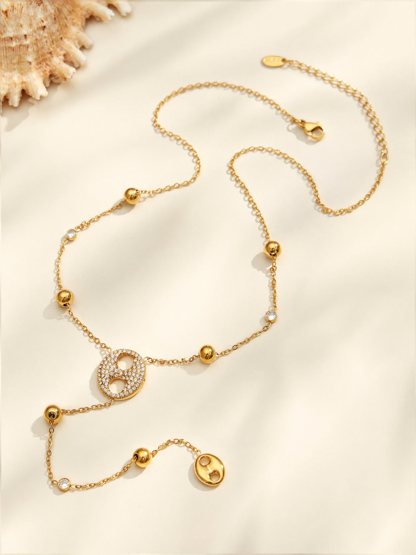 316L Stainless Steel 18K PVD Gold Zircon Droplet Necklace made with 316L stainless steel and 18K PVD gold finish for wholesale jewelry buyers - image 3