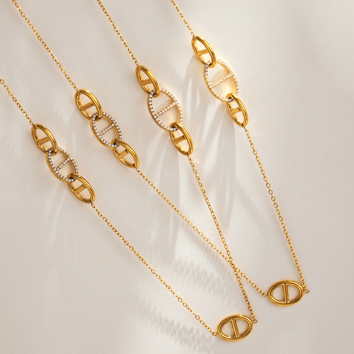 316L Stainless Steel 18K PVD Gold Zircon Droplet Necklace Set made with 316L stainless steel and 18K PVD gold finish for wholesale jewelry buyers - image 12