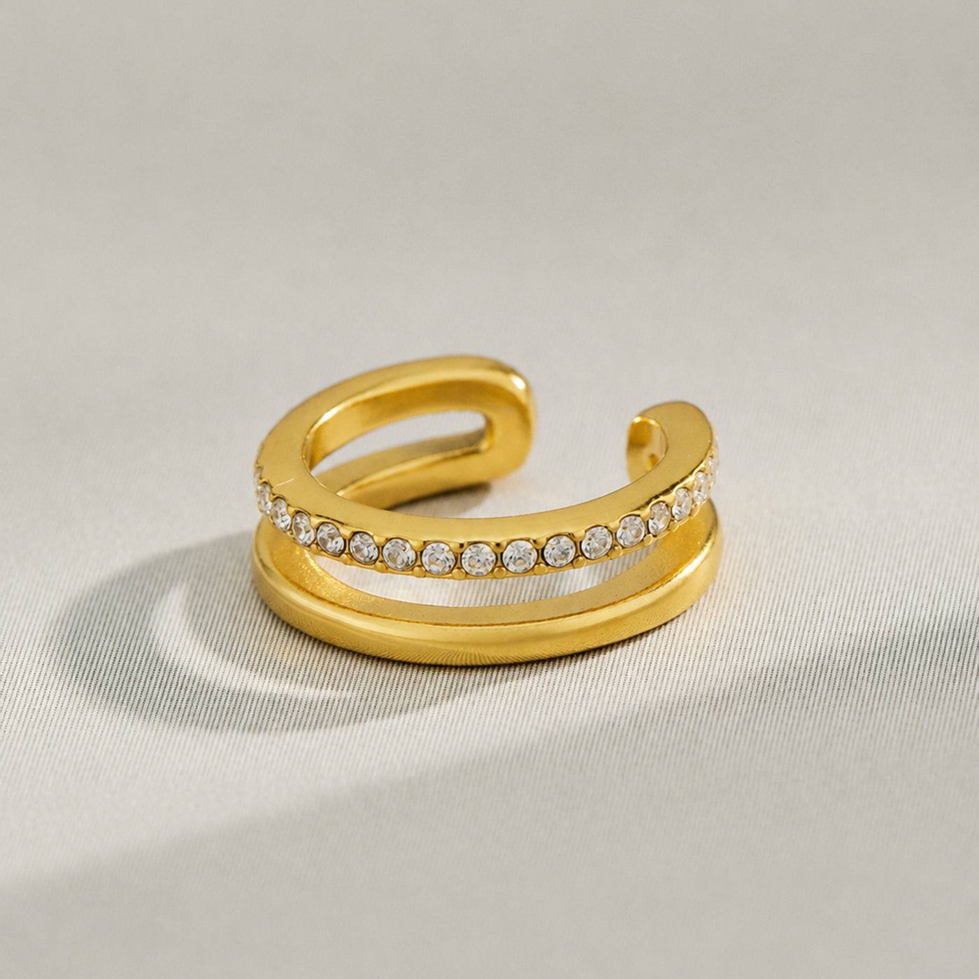 316L Stainless Steel 18K PVD Gold Double Layer Zircon Ear Clips made with 316L stainless steel and 18K PVD gold finish for wholesale jewelry buyers - image 6