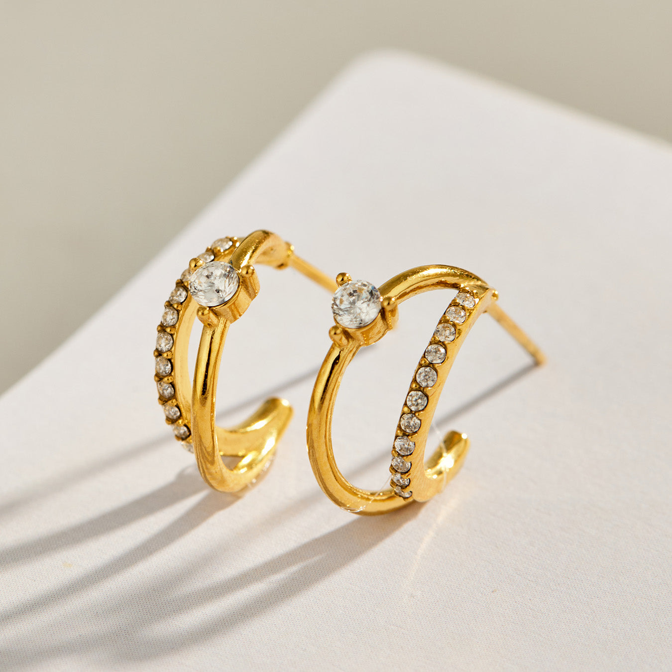 316L Stainless Steel 18K PVD Gold Zircon Earrings made with 316L stainless steel and 18K PVD gold finish for wholesale jewelry buyers - image 11