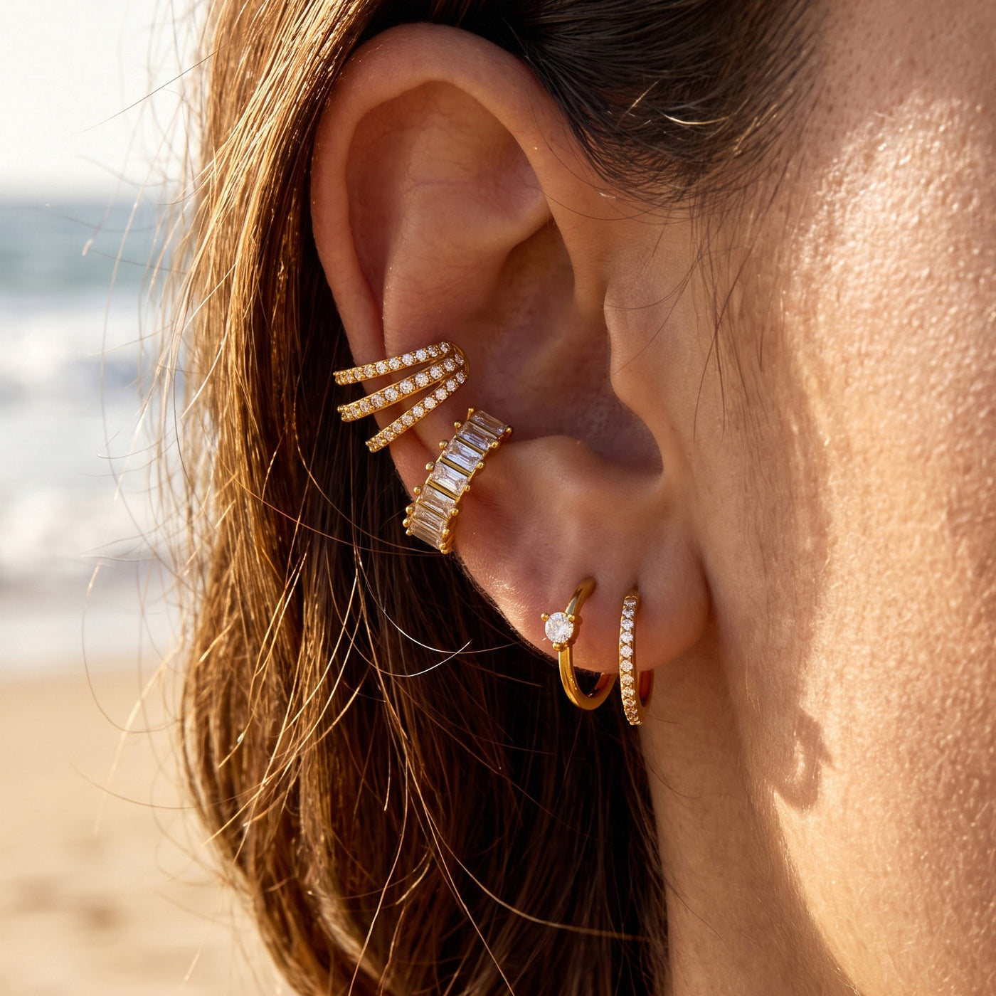 316L Stainless Steel 18K PVD Gold Zircon Earrings made with 316L stainless steel and 18K PVD gold finish for wholesale jewelry buyers - image 4