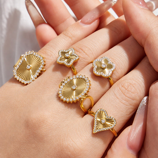 316L Stainless Steel 18K PVD Gold Zircon Heart Ring made with 316L stainless steel and 18K PVD gold finish for wholesale jewelry buyers - image 11
