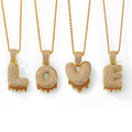 Stainless Steel Rope Chain Iced Out Letter Pendant Necklace Collection