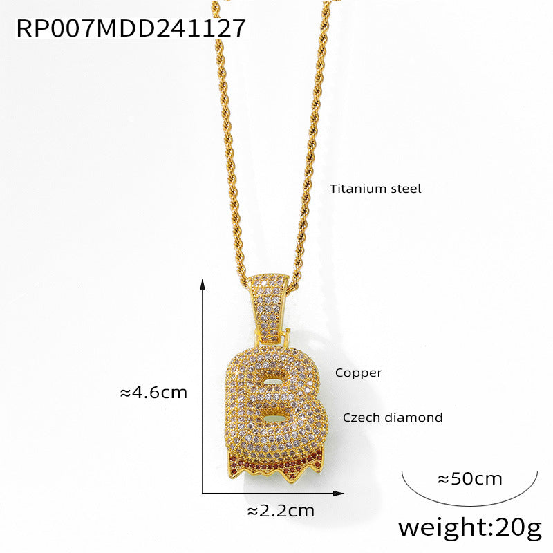 316L Stainless Steel 18K PVD Gold Zircon Letter Necklace made with 316L stainless steel and 18K PVD gold finish for wholesale jewelry buyers - image 6