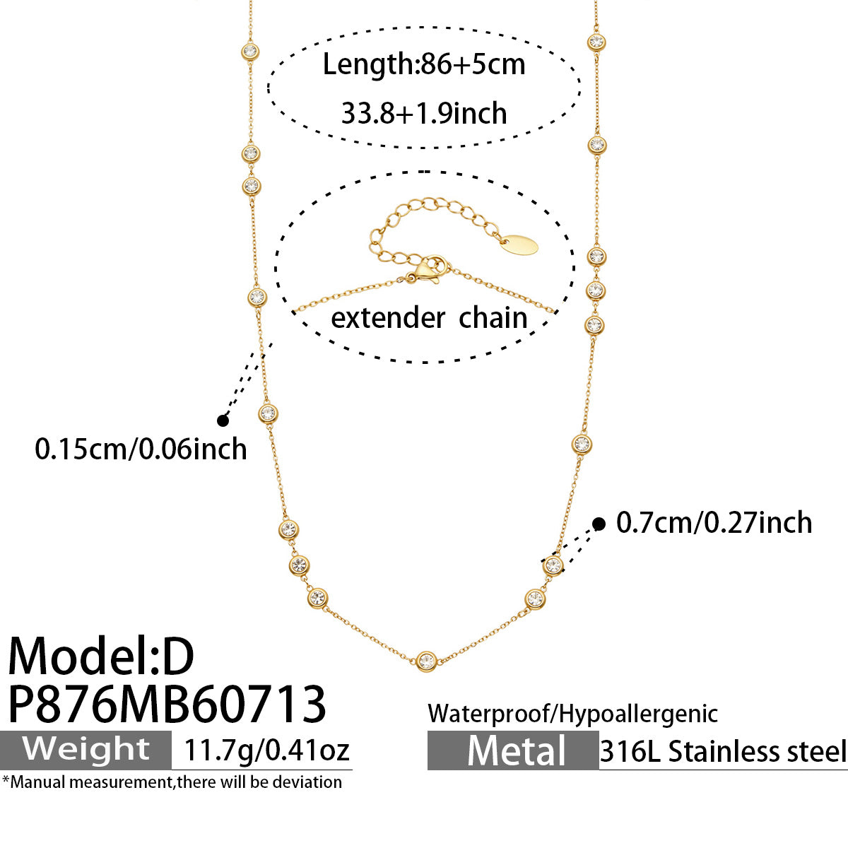 316L Stainless Steel 18K PVD Gold Zircon Pendant Necklace made with 316L stainless steel and 18K PVD gold finish for wholesale jewelry buyers - image 11