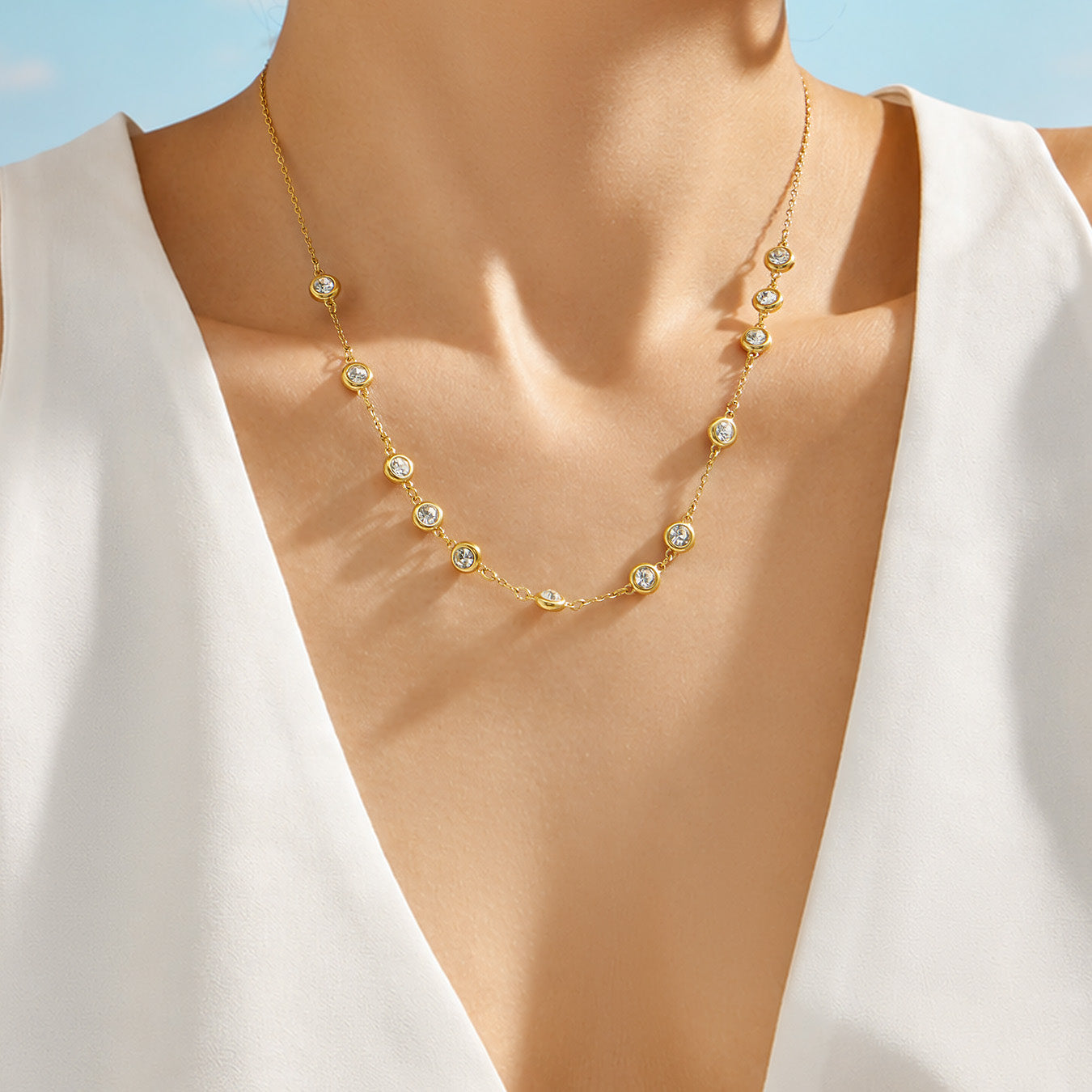 316L Stainless Steel 18K PVD Gold Zircon Pendant Necklace made with 316L stainless steel and 18K PVD gold finish for wholesale jewelry buyers - image 22
