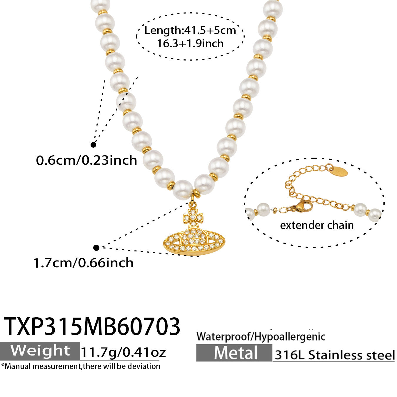 316L Stainless Steel 18K PVD Gold Zircon Planet Necklace made with 316L stainless steel and 18K PVD gold finish for wholesale jewelry buyers - image 17