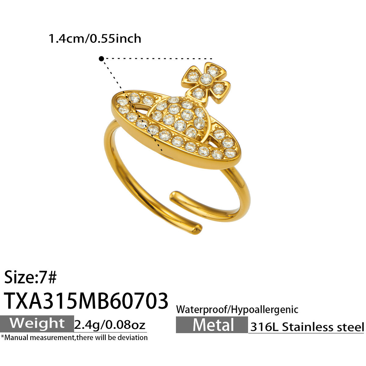 316L Stainless Steel 18K PVD Gold Zircon Planet Necklace made with 316L stainless steel and 18K PVD gold finish for wholesale jewelry buyers - image 19