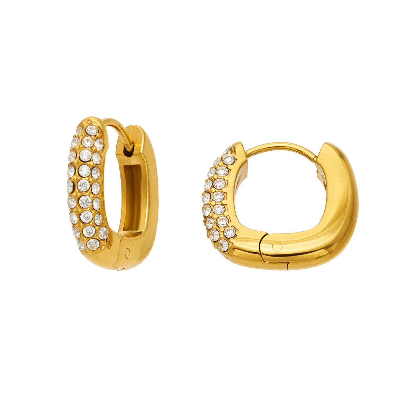 316L Stainless Steel 18K PVD Gold Zircon U-Shaped Earrings made with 316L stainless steel and 18K PVD gold finish for wholesale jewelry buyers - image 4